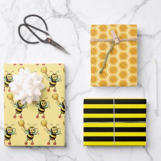 Honey bees with heart & honeycomb pattern wrapping  sheets