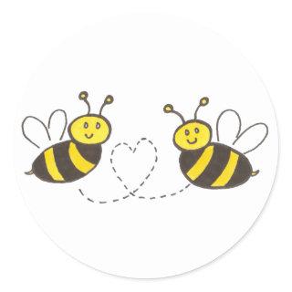 Honey Bees with Heart Round Sticker