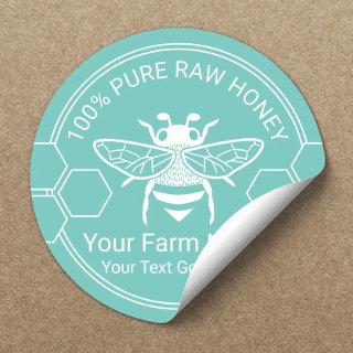 Honey Jar Bee Honey Apiary Teal Beekeeper Farm Classic Round Sticker