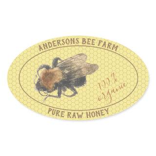 Honey Jar Label |  Vintage Honeybee & Honeycomb
