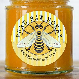 Honey Jar Labels | Honeybee Honeycomb Bee Apiary