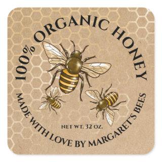 Honey Jar Labels Honeybee Honeycomb Bee Product