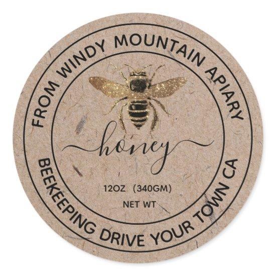 Honey Kraft Paper Jar Labels | Honeybee