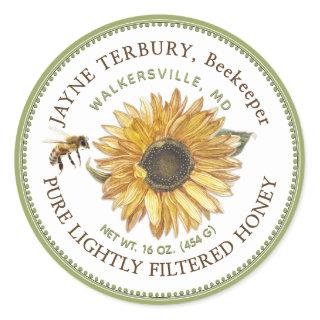 Honey Label Sunflower with Bee