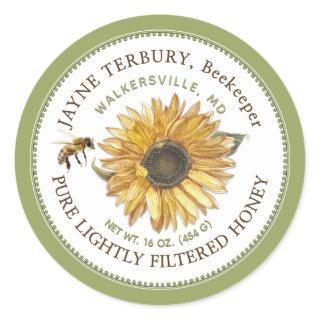 Honey Label Sunflower with Bee