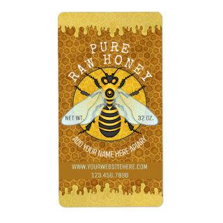 Honeybee Apiary Honey Jar Labels | Honeycomb Bee