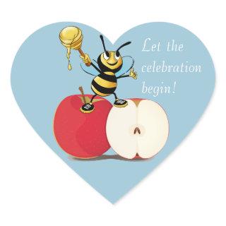 Honeybee Apple Rosh HaShana Heart Sticker