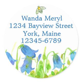 Honeybee Bluebells Wildflower Return Address Classic Round Sticker