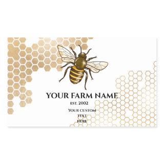 Honeycomb Bee Farm Beekeeper Apiarist Honeybees Bu Rectangular Sticker