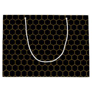 Honeycomb pattern black yellow abstract hexagons large gift bag