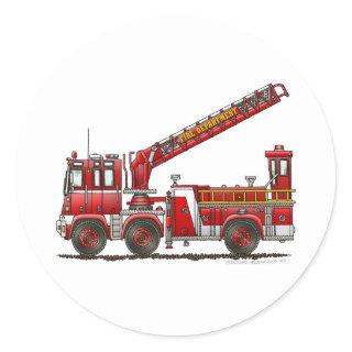 Hook and Ladder Fire Truck Classic Round Sticker