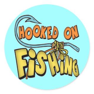 Hooked On Fishing T-shirts Gifts Classic Round Sticker