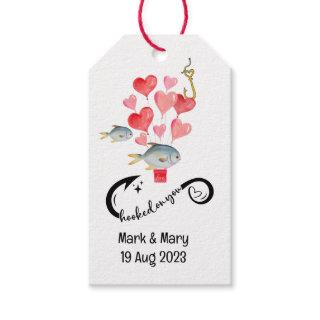 Hooked on you fishing lovers Wedding  Watercolor Gift Tags