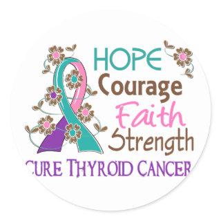 Hope Courage Faith Strength 3 Thyroid Cancer Classic Round Sticker