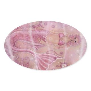 Hope Mermaid  By Renee L. Lavoie  Oval Sticker