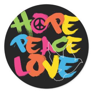 Hope Peace Love Classic Round Sticker