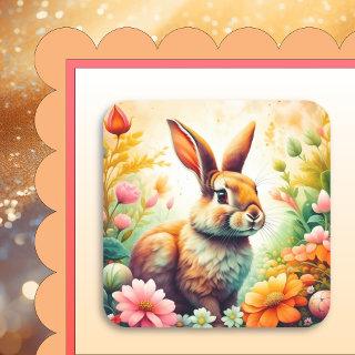 Hopping in to Easter with Joy Vintage Bunny Square Sticker