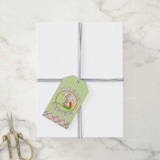 Hoppy Happy Easter Bunny Stripes And Plaid Pattern Gift Tags