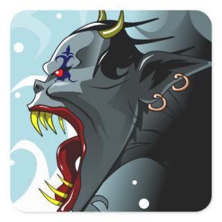 Horned demon head stickers