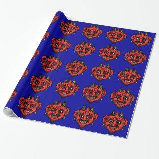 Horned Red Satan Devil Face