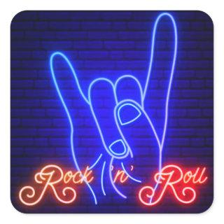 Horns Up Rock 'n Roll Square Square Sticker