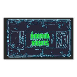 Horror Movies VHS-Blue/Green Rectangular Sticker