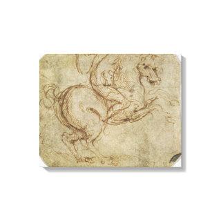 Horse and Cavalier (pen and ink on paper) Canvas Print
