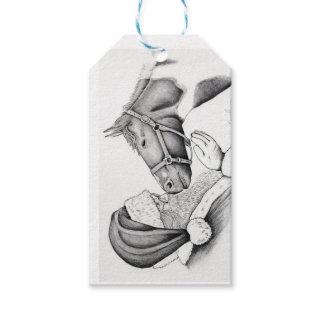 Horse and Santa Claus for Christmas Gift Tags