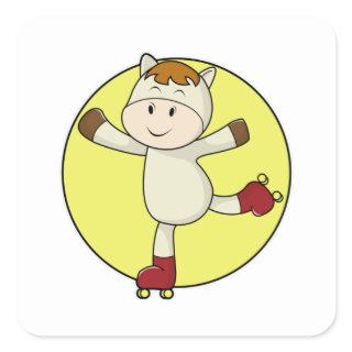 Horse as Inline skater & Inline Skates Square Sticker