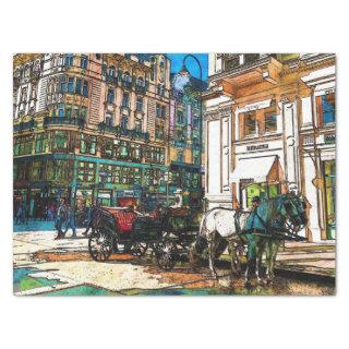 Horse & Buggy Carriage Downtown Decoupage Tissue Paper