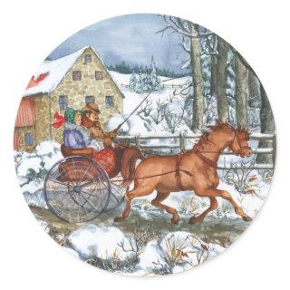 Horse & Carriage Classic Round Sticker