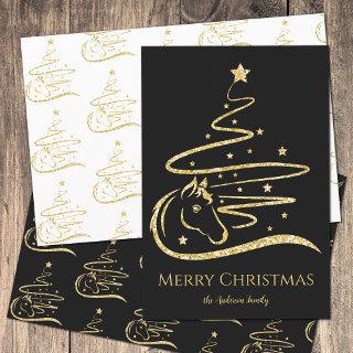 Horse Christmas tree Gold glitter Equestrian  Sheets