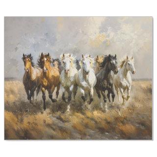 Horse Herd Galloping Painting Decoupage