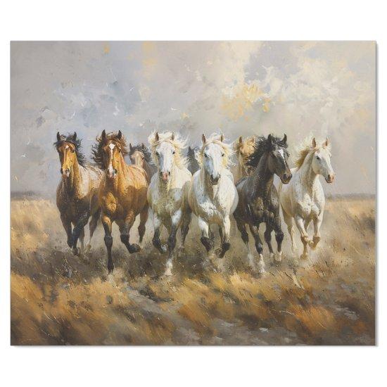 Horse Herd Galloping Painting Decoupage
