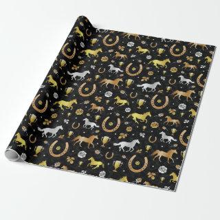 Horse Racing Derby Day Party Black Gold Pattern