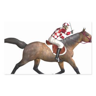 Horse Racing Jockey and Horse Rectangular Sticker
