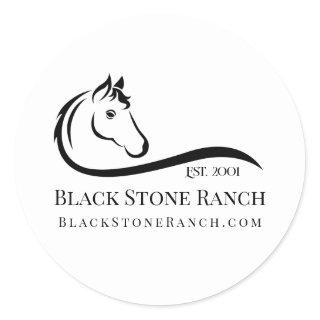 Horse ranch logo equestrian stable branding classic round sticker