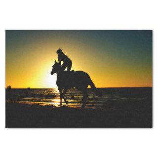 Horse rider, beach, sunset beautiful scenery tissue paper