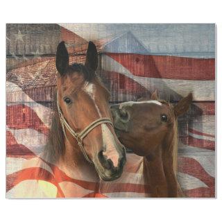Horse Rustic Barn American Flag