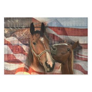Horse Rustic Barn American Flag  Sheets