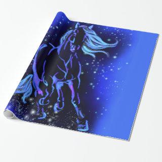 Horse  Running In Blue Starry Night