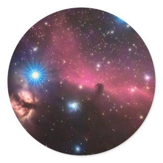 Horsehead and flaming tree nebula classic round sticker