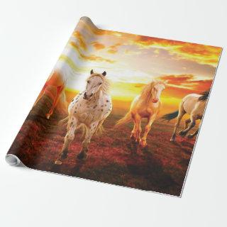 Horses at sunset throw pillow