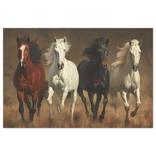 Horses Galloping Across Grassland Decoupage Tissue Paper