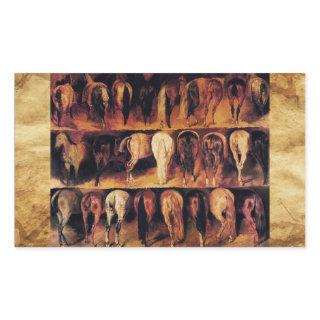 Horses' Hindquarters, Parchment Rectangular Sticker