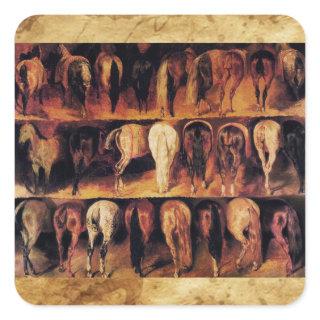 Horses' Hindquarters, Parchment Square Sticker