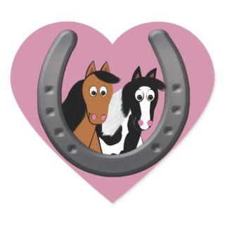 horses in horseshoe heart sticker