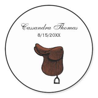 Horses - Preppy Equestrian Tack Saddle Color Classic Round Sticker