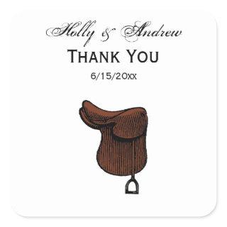 Horses - Preppy Equestrian Tack Saddle Color Square Sticker