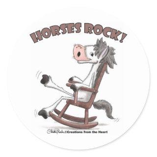 Horses Rock! Classic Round Sticker